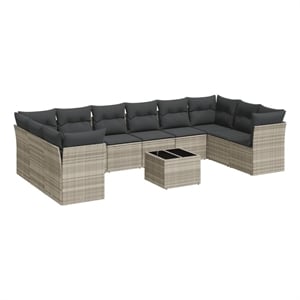 Afuera Living 11 Piece Steel Small Sofa Set in Light Gray/Dark Gray