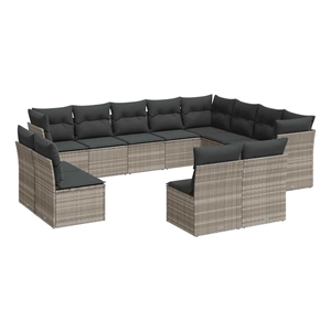 Afuera Living Contemporary Synthetic Poly Rattan Sofa Set in Gray