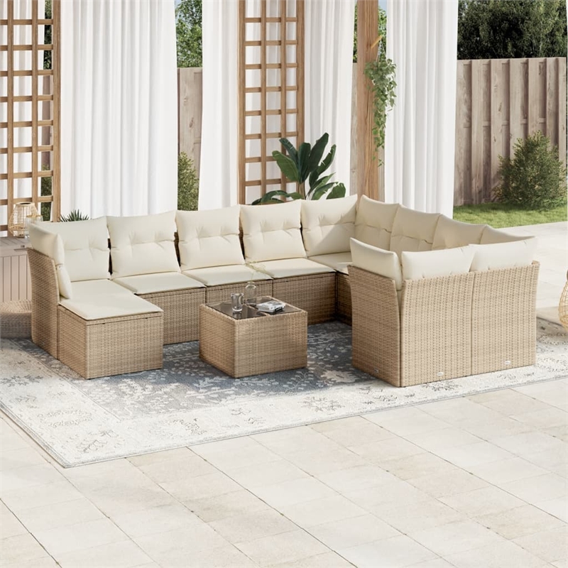 Afuera Living Contemporary 11 Piece Steel Sofa Set in Cream/Beige
