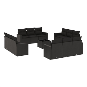 Afuera Living Contemporary Synthetic Poly Rattan 13 Piece  Sofa Set in Black