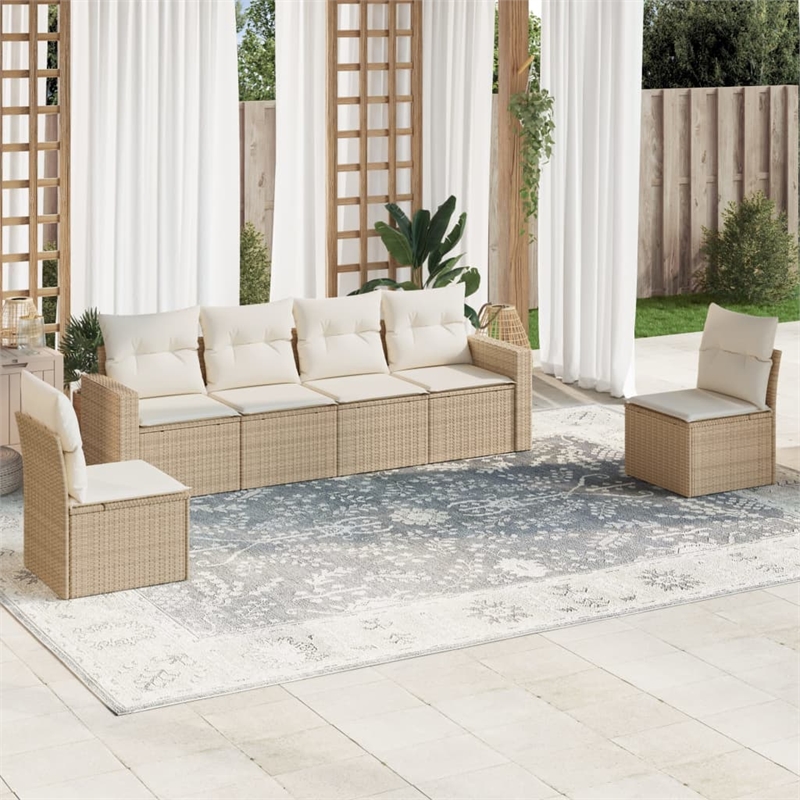 Afuera Living Contemporary Steel Large Sofa Set in Cream/Beige
