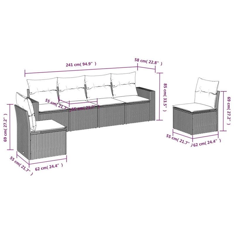Afuera Living Contemporary Steel Large Sofa Set in Cream/Beige