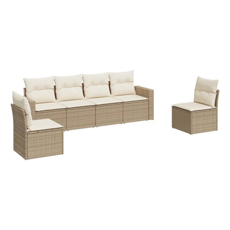 Afuera Living Contemporary Steel Large Sofa Set in Cream/Beige