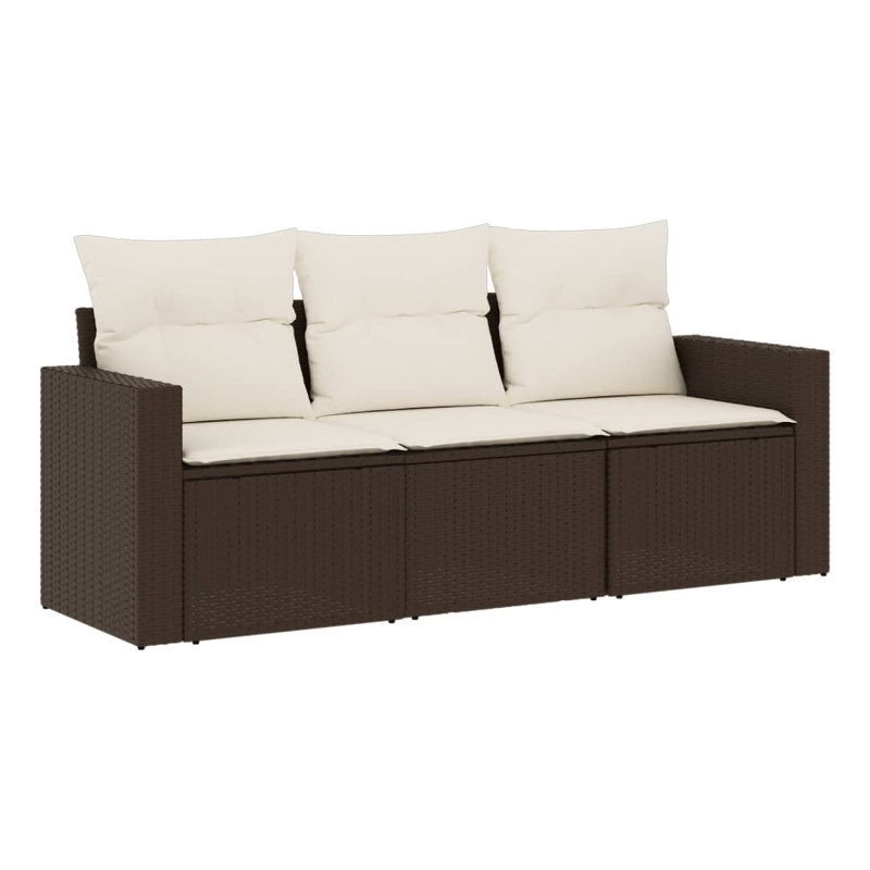 Afuera Living Contemporary 3 Piece Steel Sofa Set in Brown/Cream