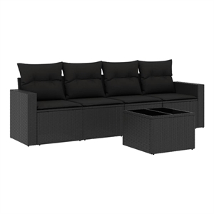 Afuera Living Contemporary Poly Rattan Small Sofa Set in Black
