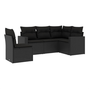 Afuera Living Contemporary Poly Rattan Small Sofa Set in Black