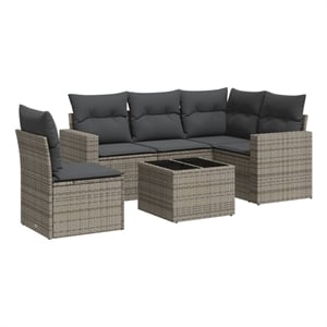 Afuera Living Contemporary Synthetic Poly Rattan Sofa Set in Gray