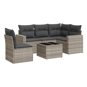 Afuera Living Contemporary Synthetic Poly Rattan Sofa Set in Gray