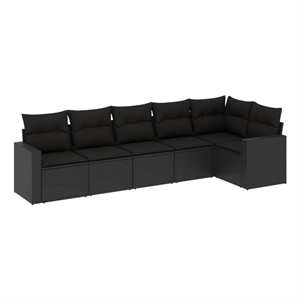 Afuera Living Contemporary 6 Piece Poly Rattan Sofa Set in Black
