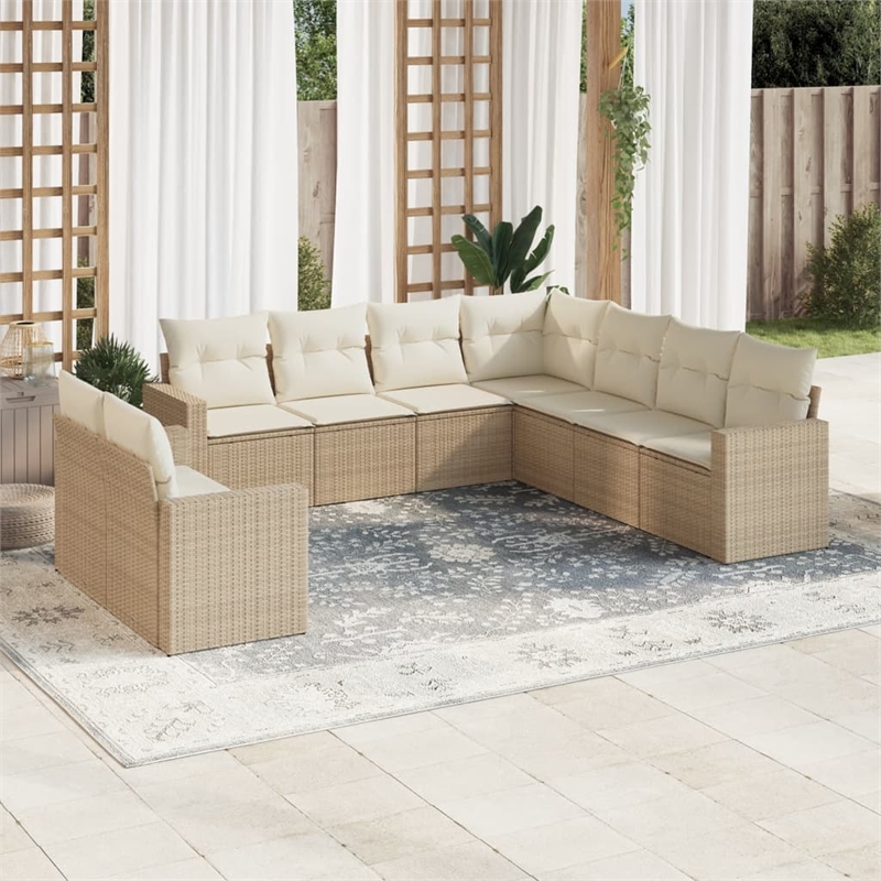Afuera Living Contemporary 9 Piece Steel Large Sofa Set in Beige