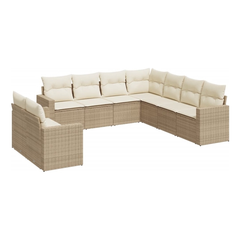 Afuera Living Contemporary 9 Piece Steel Large Sofa Set in Beige