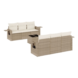 Afuera Living Contemporary Synthetic Poly Rattan  Sofa Set in Beige