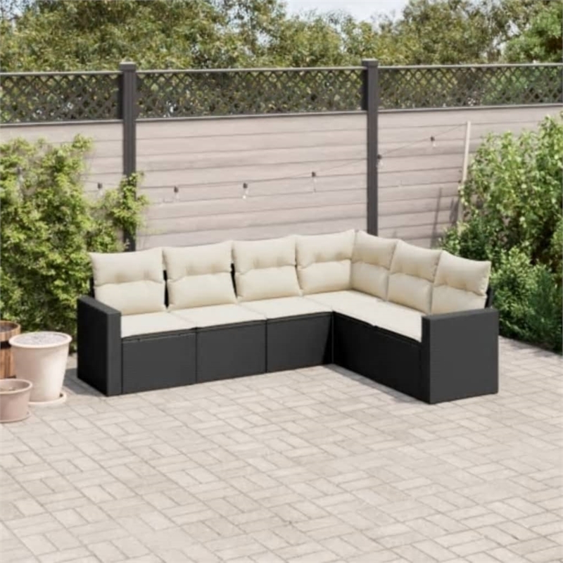 Afuera Living Contemporary 6 Piece Steel Sofa Set in Black/Cream