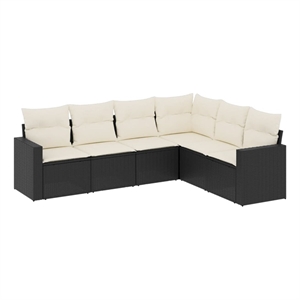 Afuera Living Contemporary 6 Piece Steel Sofa Set in Black/Cream
