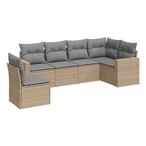 Afuera Living Contemporary Poly Rattan Sofa Set in Gray/Beige