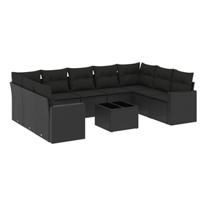 Afuera Living Contemporary 10 Piece Poly Rattan Small Sofa Set in Black