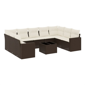Afuera Living Contemporary Poly Rattan Sofa Set in Brown/Cream