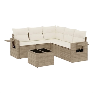 Afuera Living Contemporary Poly Rattan Sofa Set in Cream/Beige