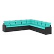 Afuera Living Contemporary 9 Piece Steel Large Sofa Set in Black/Blue