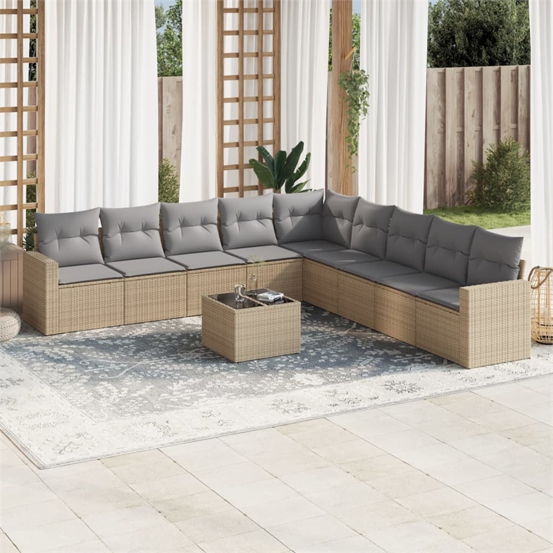Afuera Living Contemporary 10 Piece Steel Large Sofa Set in Beige