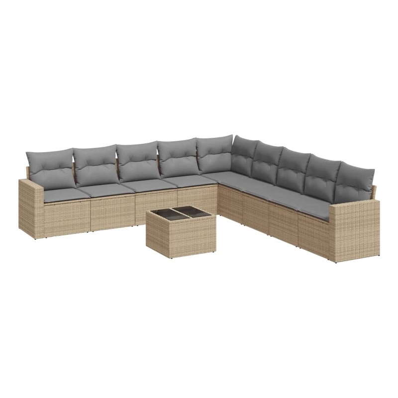 Afuera Living Contemporary 10 Piece Steel Large Sofa Set in Beige