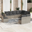 Afuera Living Contemporary Synthetic Poly Rattan 10 Piece  Sofa Set in Gray