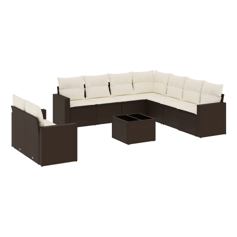 Afuera Living Contemporary 10 Piece Steel Small Sofa Set in Brown