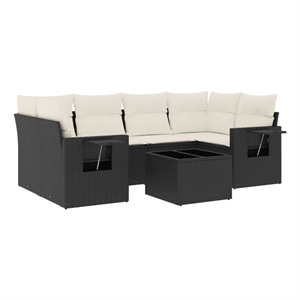 Afuera Living Contemporary 7 Piece Patio Sofa Set in Black/Cream
