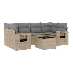 Afuera Living 7 Piece Poly Rattan Small Sofa Set in Gray/Beige