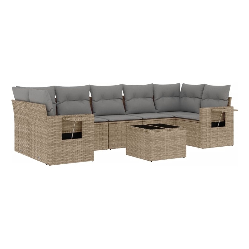Afuera Living Contemporary 8 Piece Steel Sofa Set in Gray/Beige