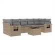 Afuera Living Contemporary 8 Piece Steel Sofa Set in Gray/Beige
