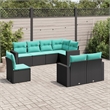 Afuera Living Contemporary 8 Piece Steel Sofa Set in Black/Blue