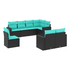 Afuera Living Contemporary 8 Piece Steel Sofa Set in Black/Blue