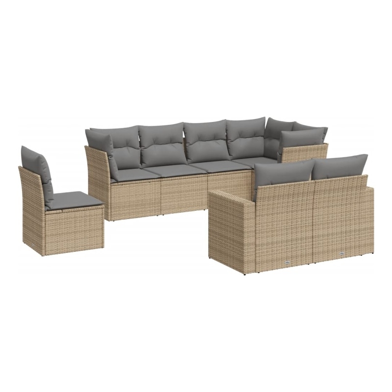 Afuera Living Contemporary 8 Piece Steel Large Sofa Set in Beige