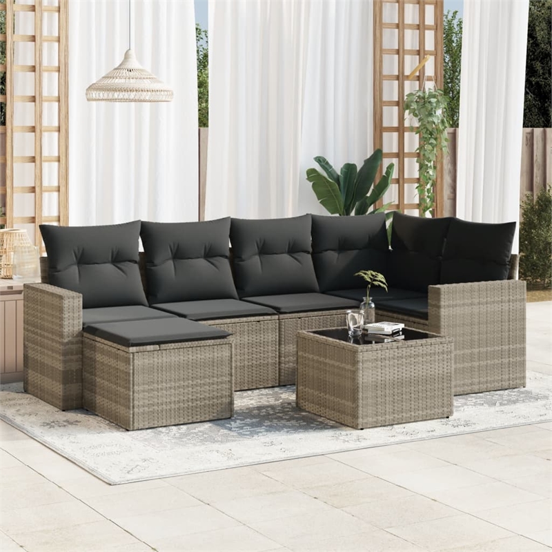 Afuera Living Contemporary 7 Piece Steel Small Sofa Set in Gray