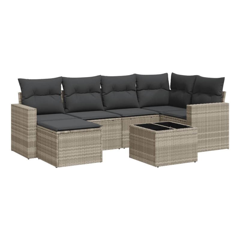 Afuera Living Contemporary 7 Piece Steel Small Sofa Set in Gray