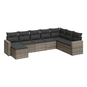 Afuera Living Contemporary 8 Piece Poly Rattan Sofa Set in Gray