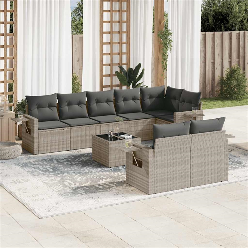 Afuera Living Contemporary 9 Piece Steel Small Sofa Set in Gray