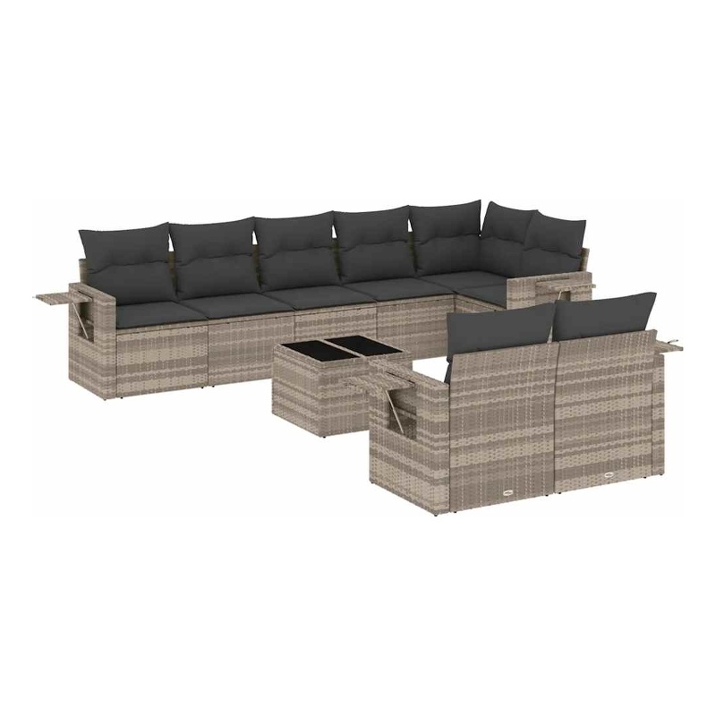 Afuera Living Contemporary 9 Piece Steel Small Sofa Set in Gray