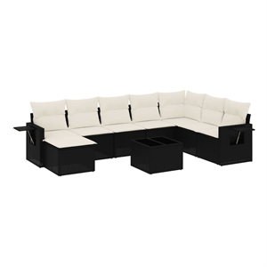 Afuera Living Contemporary 9 Piece Steel Sofa Set in Black/Cream