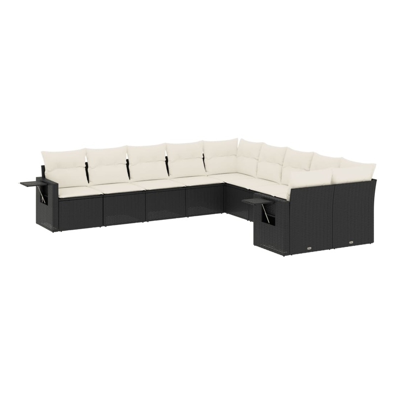 Afuera Living Contemporary 10 Piece Steel Large Sofa Set in Black/Cream