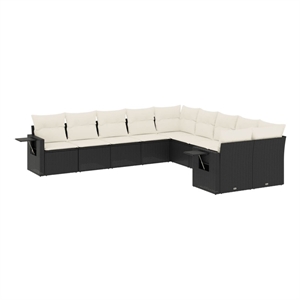 Afuera Living Contemporary 10 Piece Steel Large Sofa Set in Black/Cream