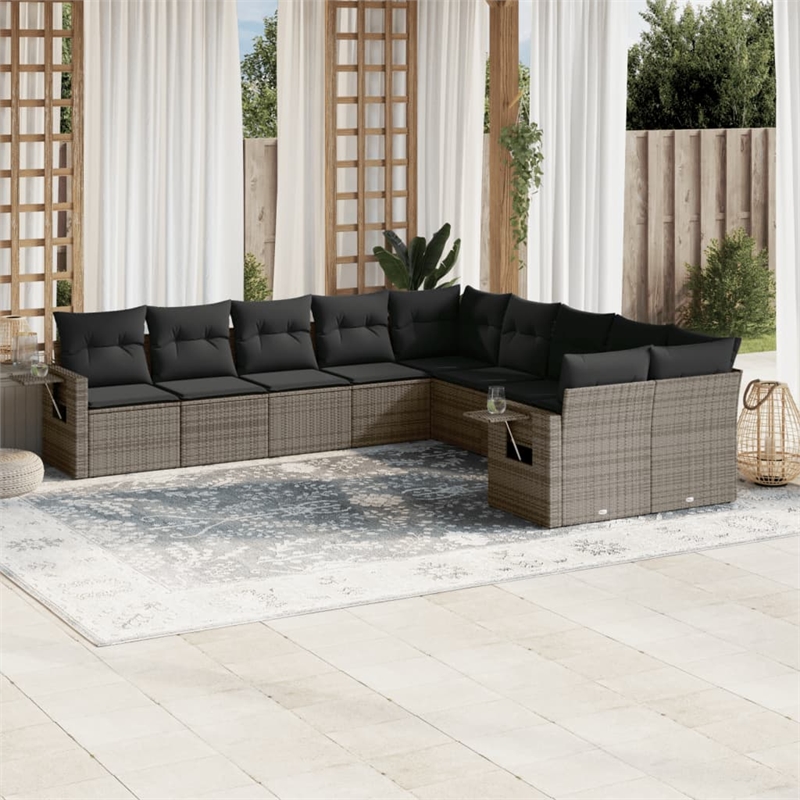 Afuera Living Contemporary 10 Piece Steel Large Sofa Set in Gray