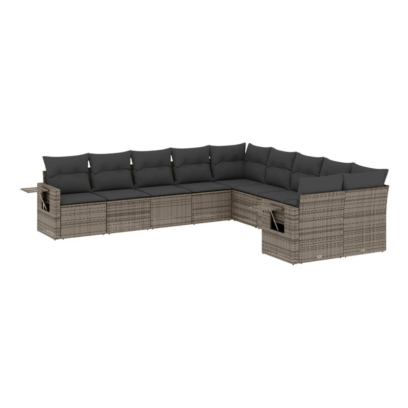 Afuera Living Contemporary 10 Piece Steel Large Sofa Set in Gray