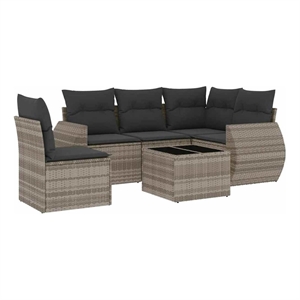 Afuera Living 6 Piece Poly Rattan Sofa Set in Gray/Anthracite