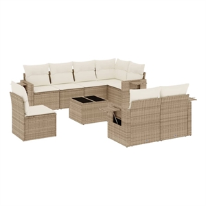 Afuera Living Contemporary Synthetic Poly Rattan  Sofa Set in Beige