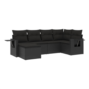 Afuera Living Contemporary 6 Piece Poly Rattan Sofa Set in Black