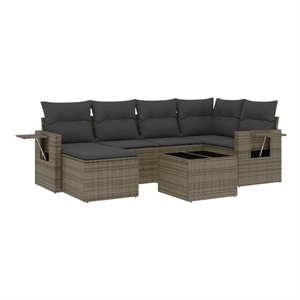 Afuera Living Contemporary 7 Piece Poly Rattan Sofa Set in Gray