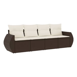 Afuera Living Contemporary Poly Rattan Sofa Set in Brown/Cream