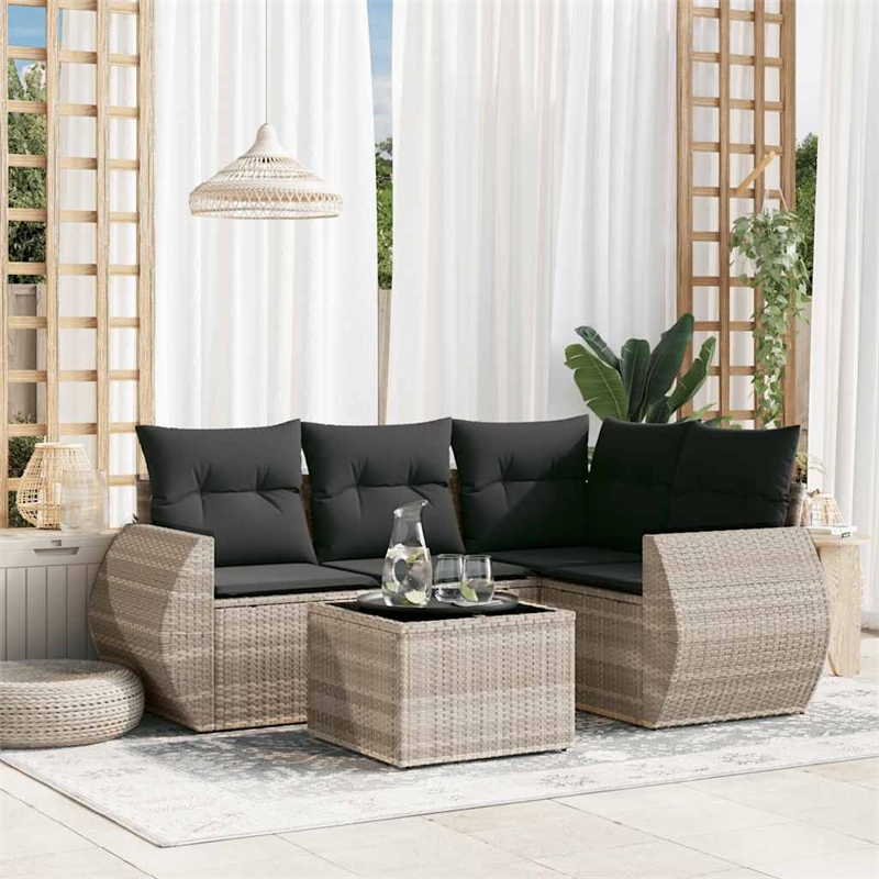 Afuera Living Contemporary 5 Piece Sofa Set in Gray/Anthracite